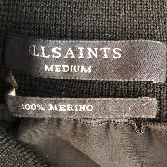 All Saints Black Button Down Turtleneck Sweater M - Picture 6 of 9
